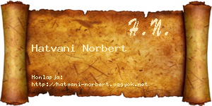 Hatvani Norbert névjegykártya